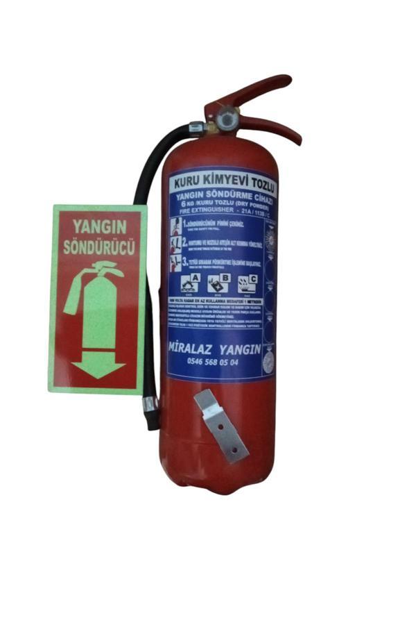 Fullfire 6 Kg Kuru Kimyevi Yangın Söndürme Tüpü Askı Aparatı Fosforlu Levha - Image 1