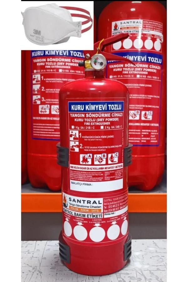 Santral 2 Kg Yangın Söndürme Tüpü 3M N95 Maske Hediyeli Araç Ve Evler Için Uygun - Image 1