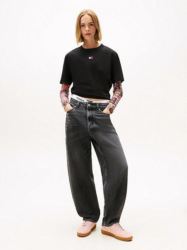 Tommy Hilfiger TJW Armalı Kutu Kesim Kadın Siyah T-shirt DW0DW22202BDS - Image 1