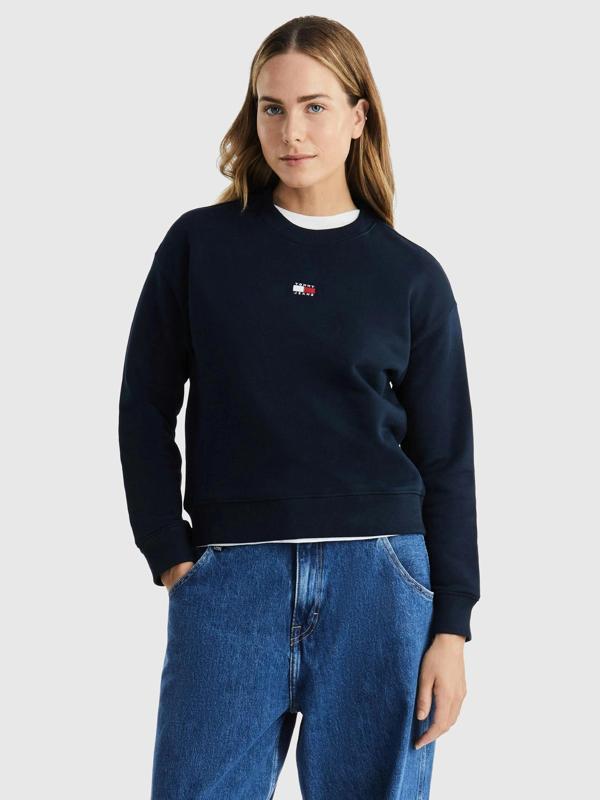 Tommy Hilfiger TJW Armalı Kutu Kesim Bisiklet Yaka Kadın Mavi Kazak DW0DW17325C1G - Image 1