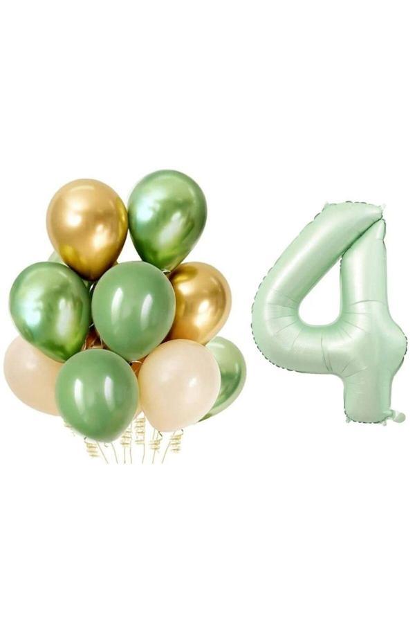 Parti Sürprizi Retro Su Yeşili 4 Yaş Latex Balon Set - Image 1
