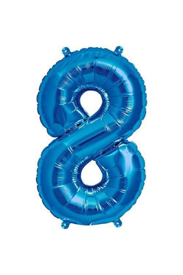 Parti Sürprizi Mavi 8 Rakam Folyo Balon 40 cm 1 Adet - Image 1