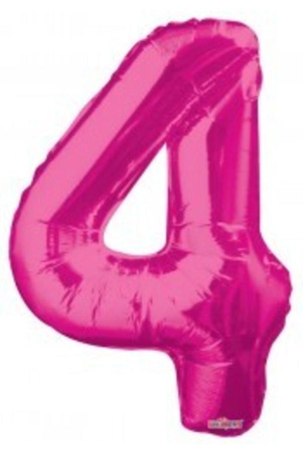 Parti Sürprizi Folyo Balon 4 Rakamı Pembe 100 Cm - Image 1