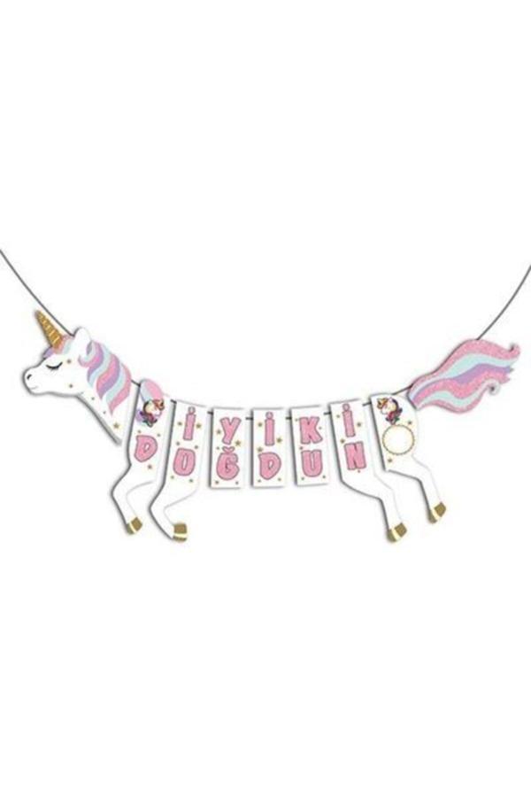 Unıcorn Partisi Şekilli Iyi Ki Doğdun Flama 40 X 120cm - Image 1