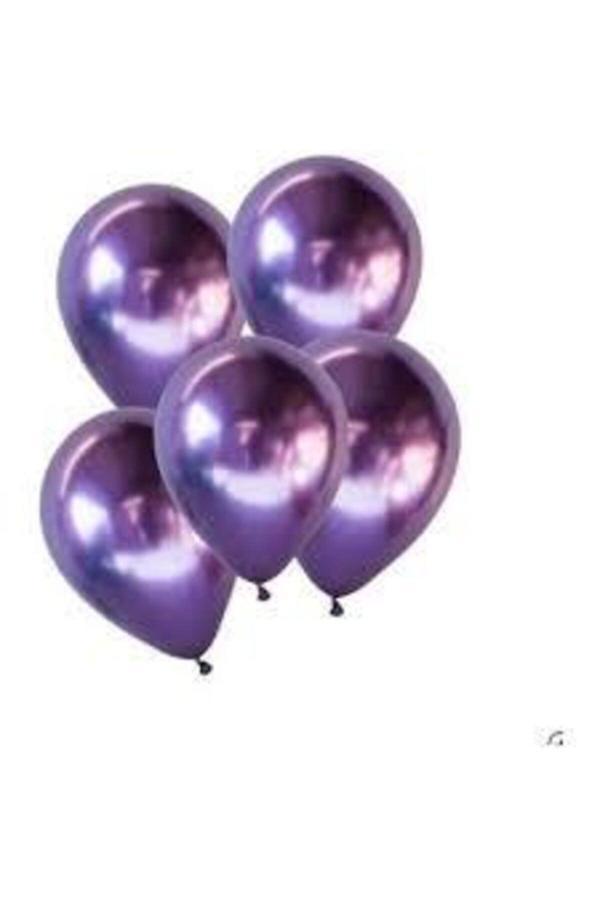 Parti Sürprizi Mirror Krom Mor 6 Lı Latex Balon - Image 1