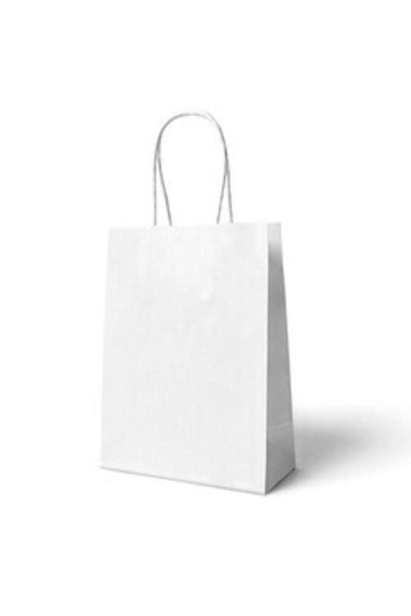 Parti Sürprizi Beyaz Büküm Saplı 6 Adet Hediye Çantası 22 X 24 Cm - Image 1