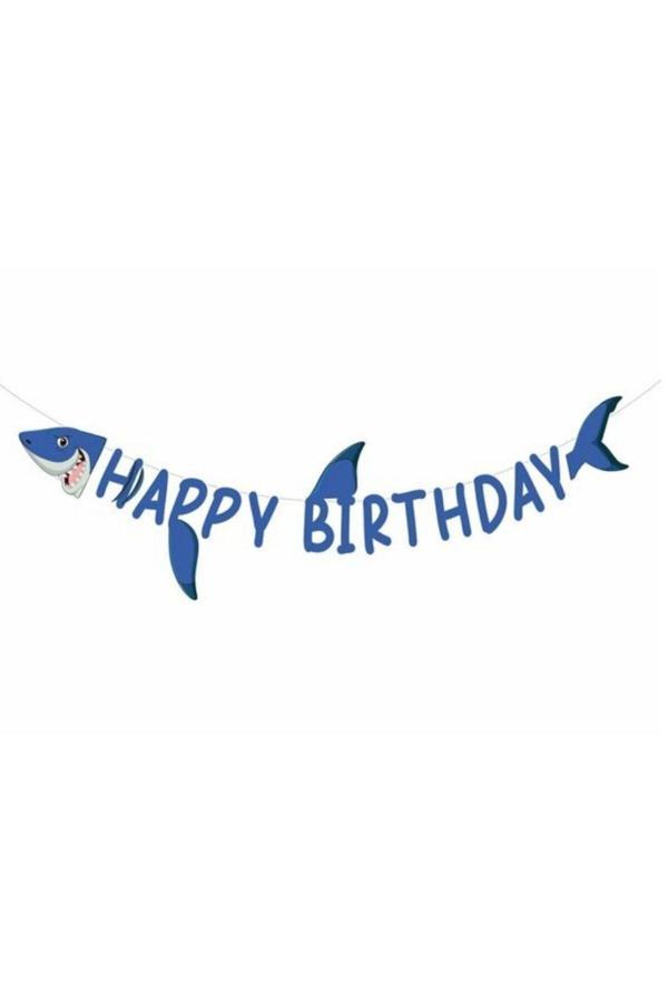 Parti Sürprizi Köpek Balığı Teması 3D Happy Bırthday Harf Afiş - Image 1