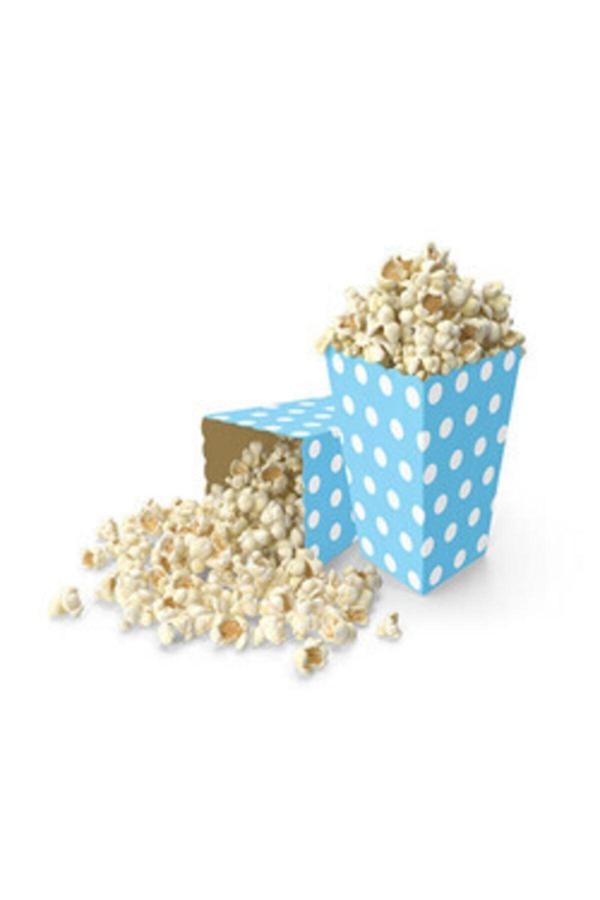 Parti Sürprizi Bebek Mavisi-beyaz Puanlı Popcorn Mısır Kutusu 8 Adet - Image 1