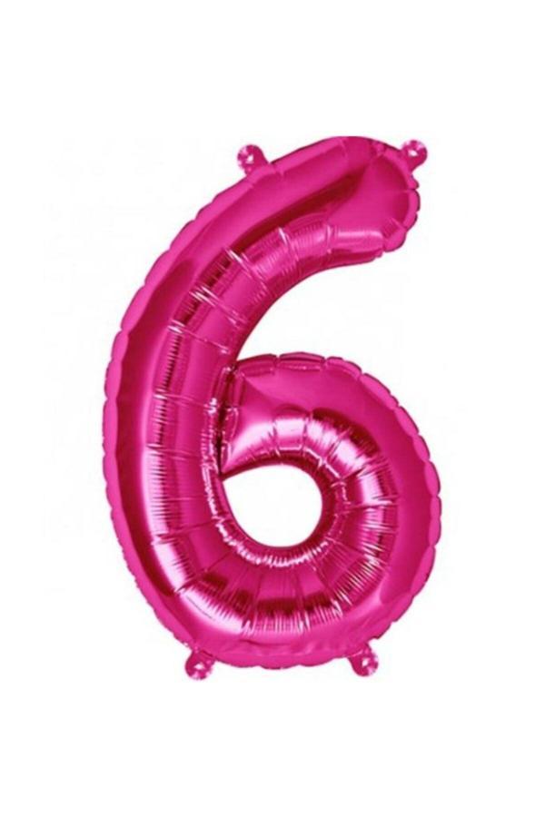 Parti Sürprizi Folyo Balon 6 Rakamı Pembe 100 Cm - Image 1