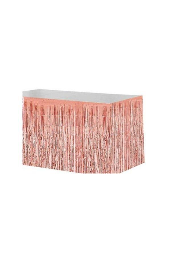 Parti Sürprizi Rose Gold Metalik Püsküllü Masa Eteği 70x300 cm - Image 1