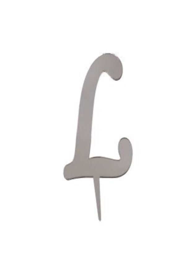 Parti Sürprizi L Harf Aynalı Gümüş Pleksi 7 cm - Image 1