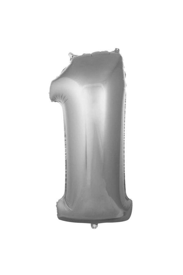 Parti Sürprizi Gümüş 1 Rakam Folyo Balon 36 cm 1 Adet - Image 1