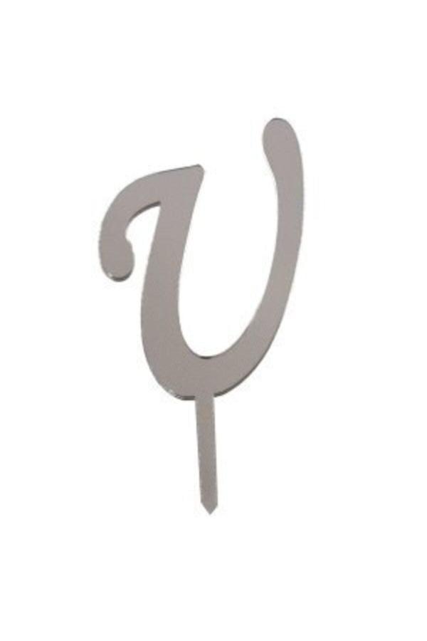 Parti Sürprizi U Harf Aynalı Gümüş Pleksi 7 cm - Image 1