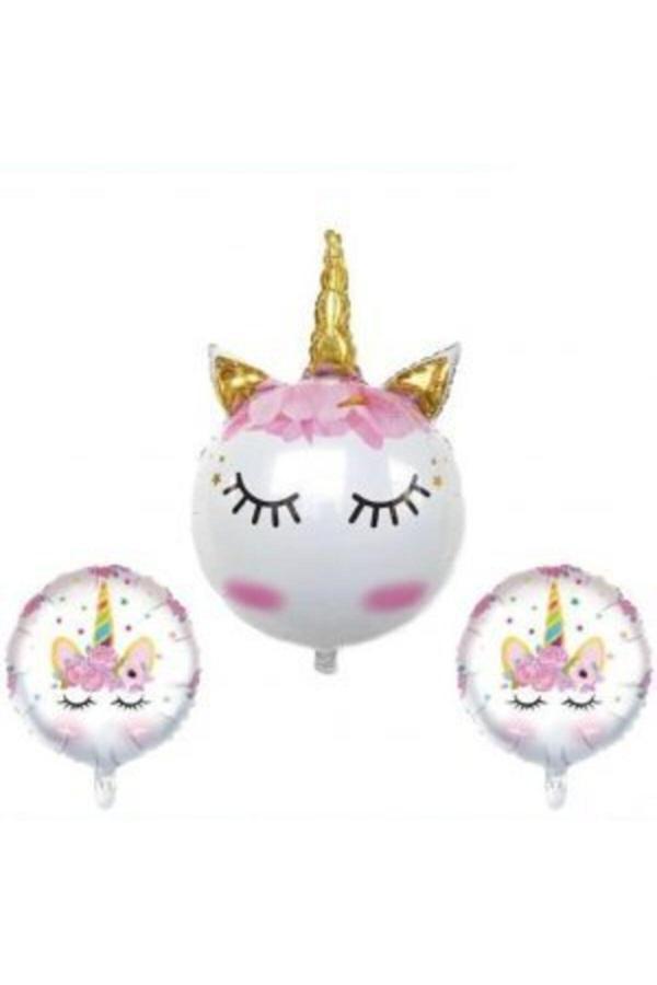 Parti Sürprizi Unicorn Eyelash Folyo Balon Set 3 Adet - Image 1