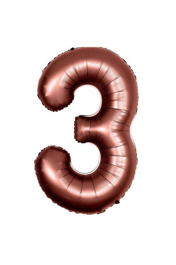 Parti Sürprizi Retro Çikolata Kahve 3 Rakam Folyo Balon 100 cm - Image 1