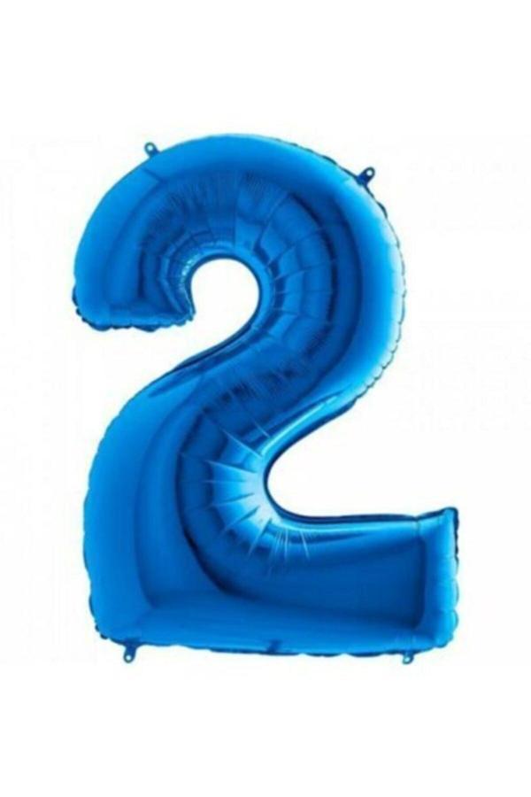 Parti Sürprizi Folyo Balon 2 Rakamı Mavi 100 Cm - Image 1