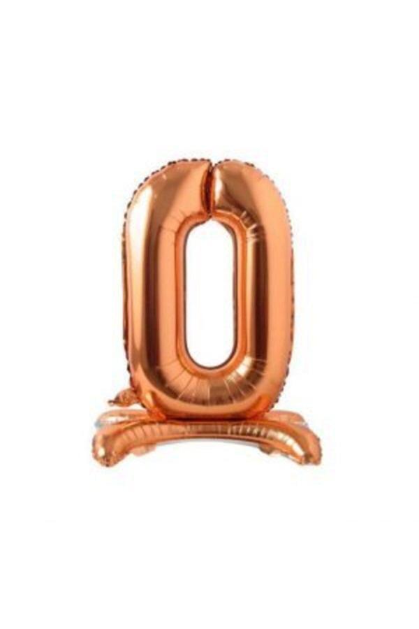 Parti Sürprizi Ayakta Durabilen Bronze 0 Rakam Folyo Balon - Image 1