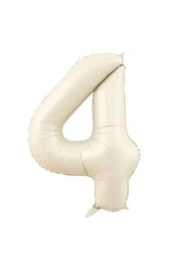 Parti Sürprizi Krem Renk 4 Rakam 76 cm Folyo Balon - Image 1