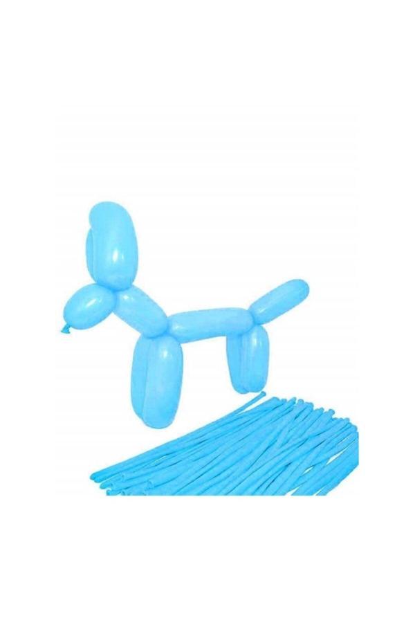 Parti Sürprizi Mavi Renk Sosis Balon 12 Adet - Image 1
