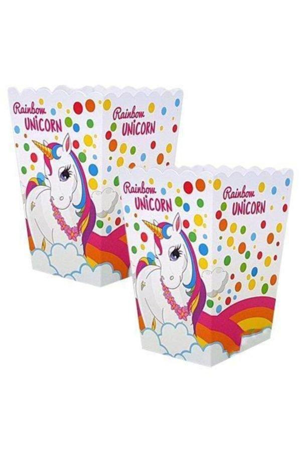 Parti Sürprizi Rainbow Unicorn Popcorn Mısır Kutusu 8 Adet - Image 1