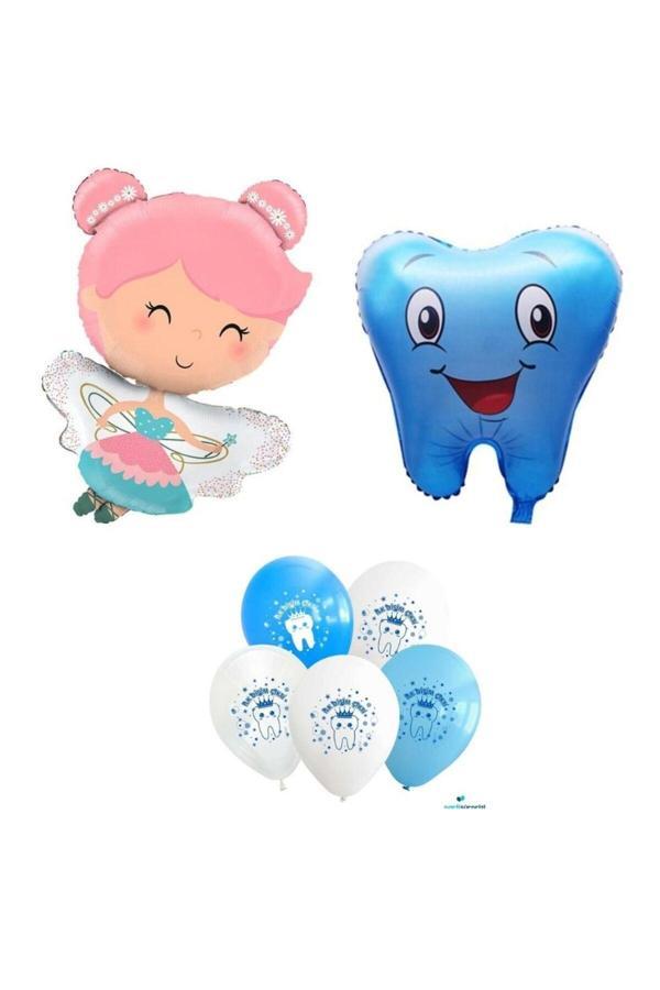 Parti Sürprizi İlk Dişim Çıktı Diş Perisi Mavi Folyo Balon Set - Image 1