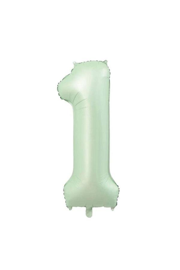 Parti Sürprizi Retro Su Yeşili 1 Rakam Folyo Balon - Image 1