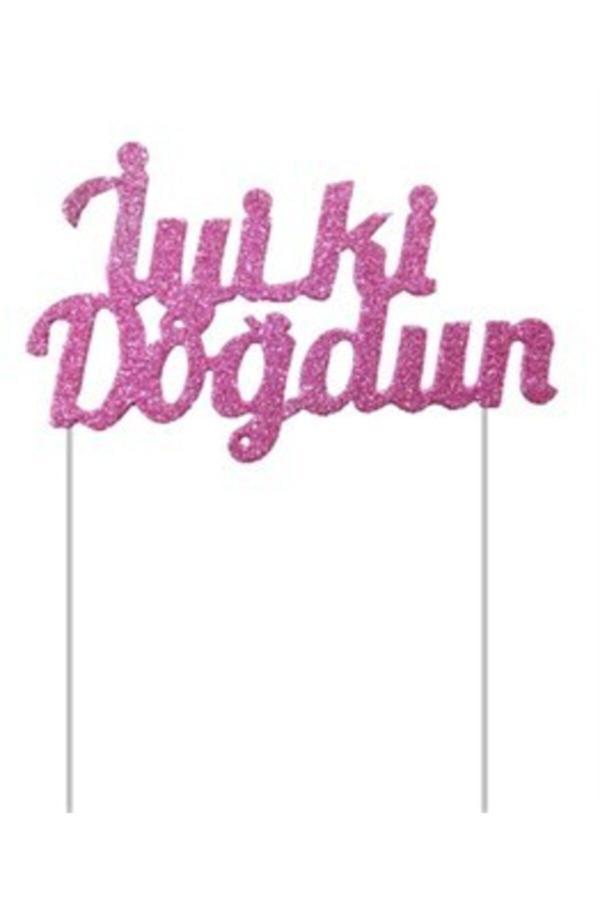 Parti Sürprizi Simli Pembe Iyi Ki Doğdun Çubuklu Yazı - Image 1