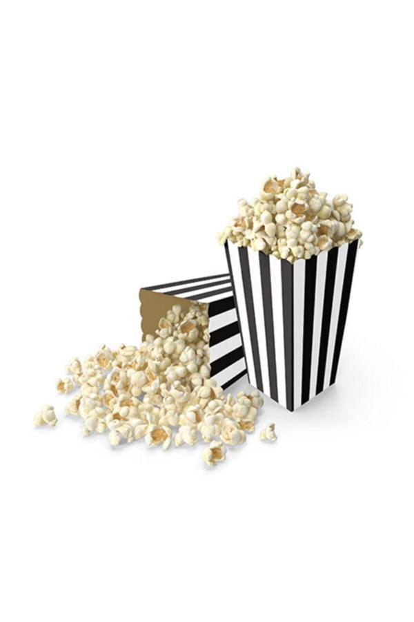 Parti Sürprizi Siyah Çizgili Popcorn Mısır Kutusu 8 Adet - Image 1