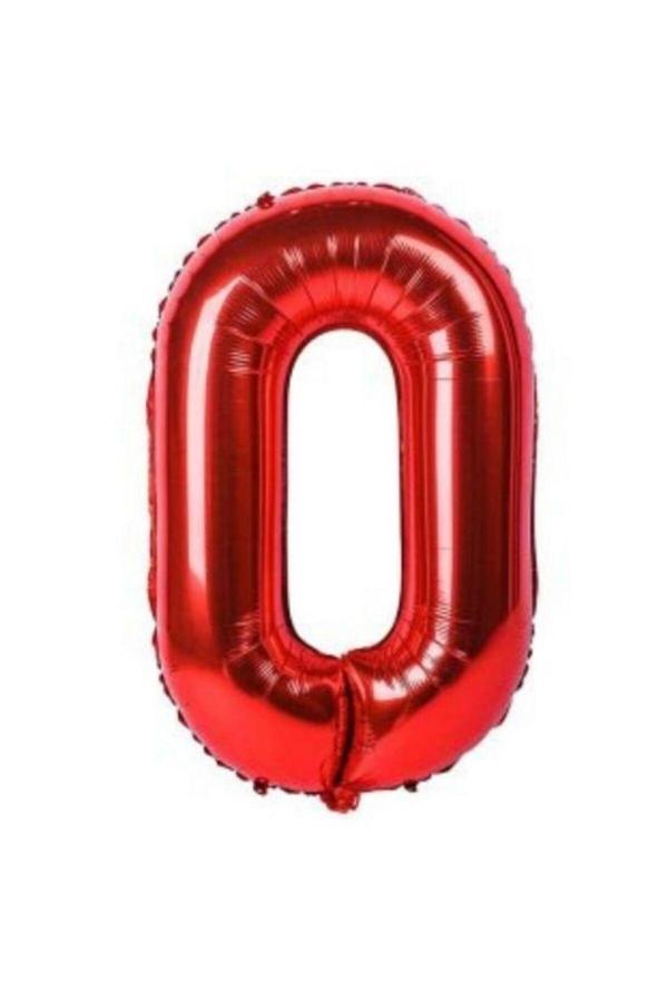 Parti Sürprizi Kırmızı 0 Rakam Folyo Balon 40 cm 1 Adet - Image 1