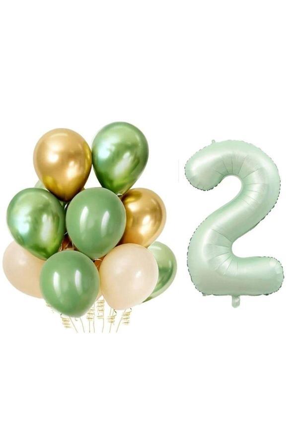 Parti Sürprizi Retro Su Yeşili 2 Yaş Latex Balon Set - Image 1
