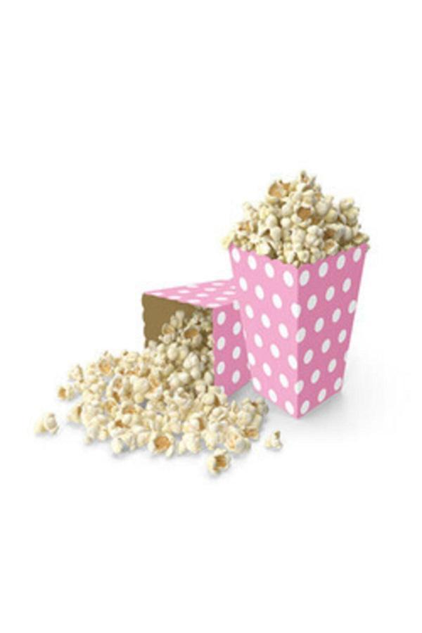 Parti Sürprizi Bebek Pembesi-beyaz Puanlı Popcorn Mısır Kutusu 8 Adet - Image 1