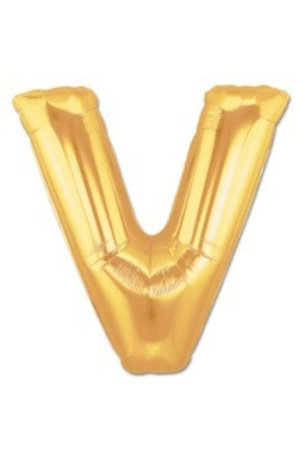 Parti Sürprizi Folyo Balon V Harfi Altın Renk 100 Cm - Image 1