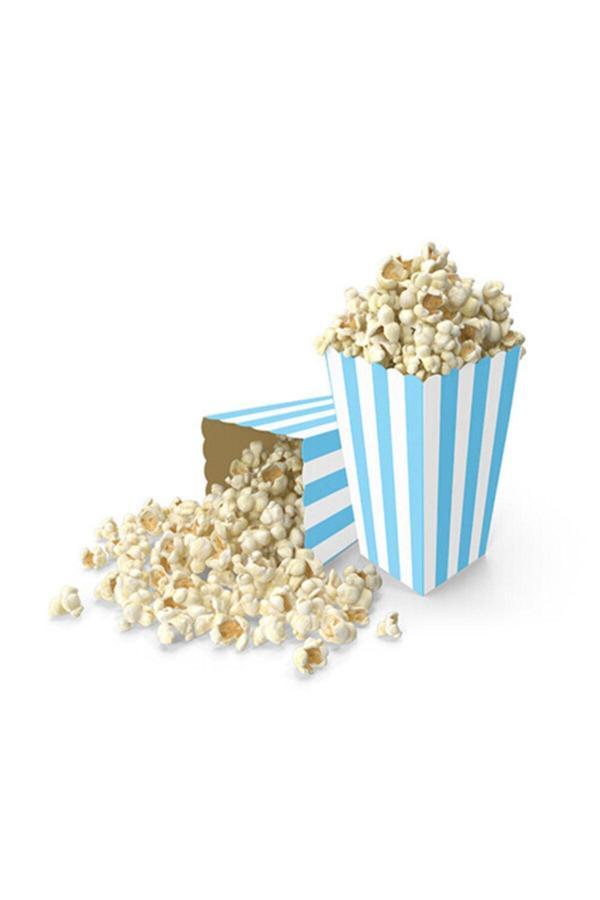 Parti Sürprizi Mavi Çizgili Popcorn Mısır Kutusu 8 Adet - Image 1