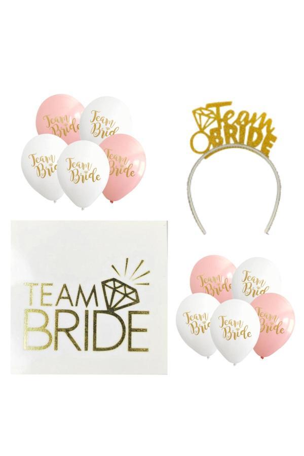 Parti Sürprizi Team Bride Balonlu Gold Set - Image 1
