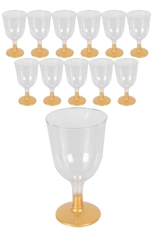 Parti Sürprizi Altın Şeffaf Ayaklı Kadeh Bardağı 6'lı - Image 1