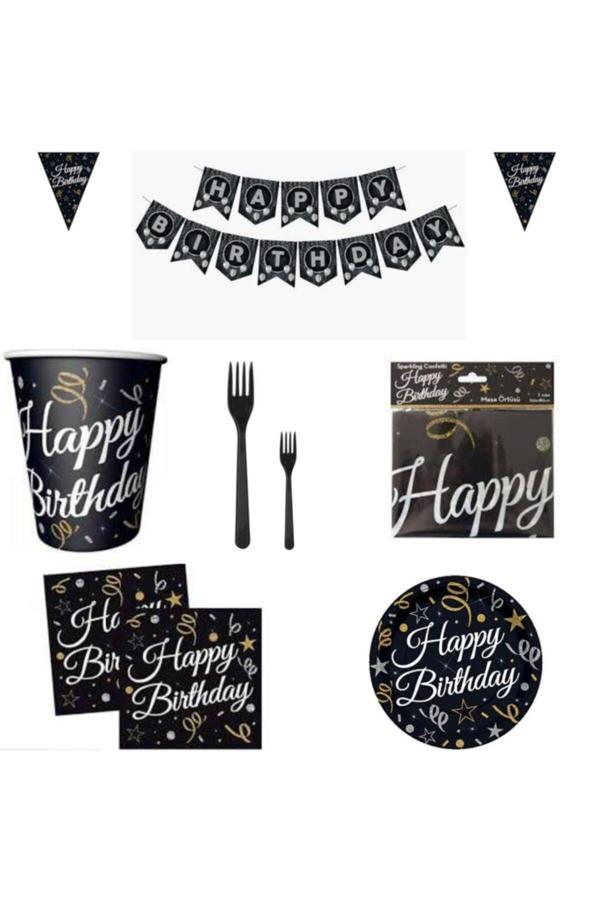 Parti Sürprizi Pırıltılı Happy Bırthday Parti Seti 8 Kişilik - Image 1