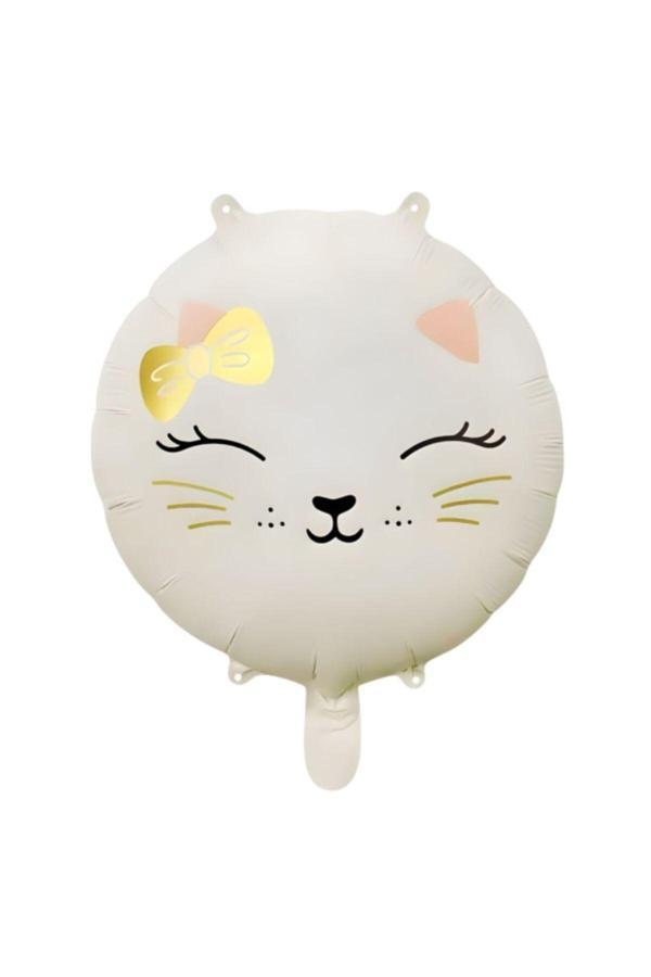 Parti Sürprizi Retro Sevimli Beyaz Kedi Folyo Balon 1 Adet - Image 1