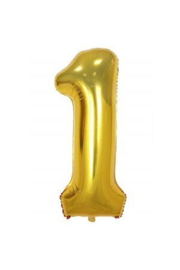 Parti Sürprizi Folyo Balon 1 Rakam Altın Renk 100 Cm - Image 1