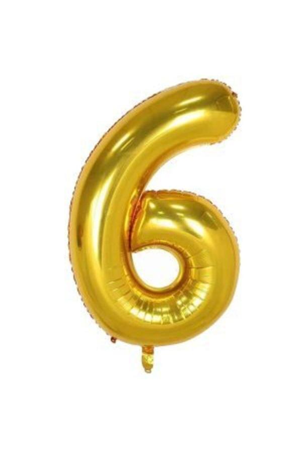 Parti Sürprizi Folyo Balon 6 Rakam Altın Renk 100 Cm - Image 1