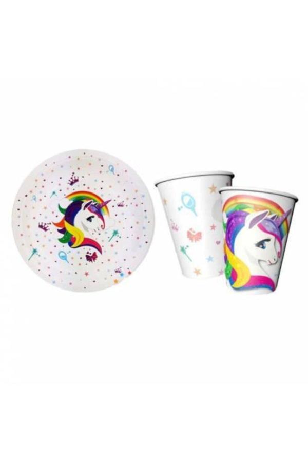 Parti Sürprizi Unicorn Tabak Bardak Set 8 Li - Image 1