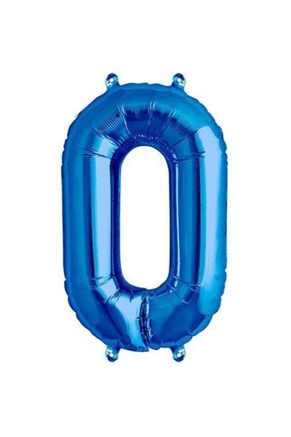 Parti Sürprizi Mavi 0 Rakam Folyo Balon 40 cm 1 Adet - Image 1