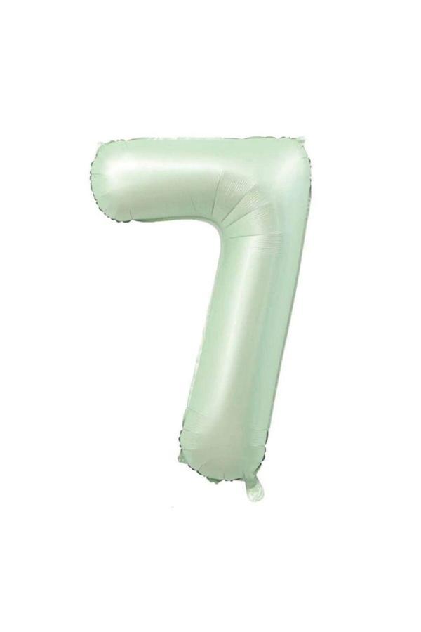 Parti Sürprizi Retro Su Yeşili 7 Rakam Folyo Balon - Image 1