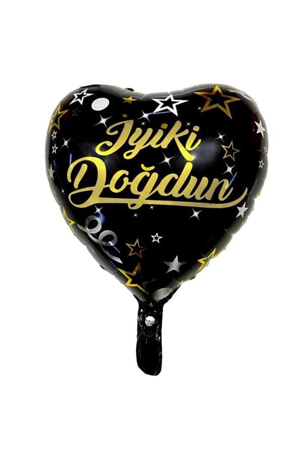 Parti Sürprizi İyi Ki Doğdun Siyah Kalp Folyo Balon 1 Adet - Image 1