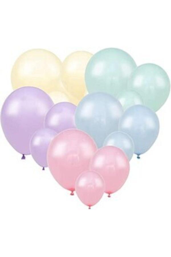 Parti Sürprizi Makaron Karışık Renk 10 Lu Latex Balon - Image 1