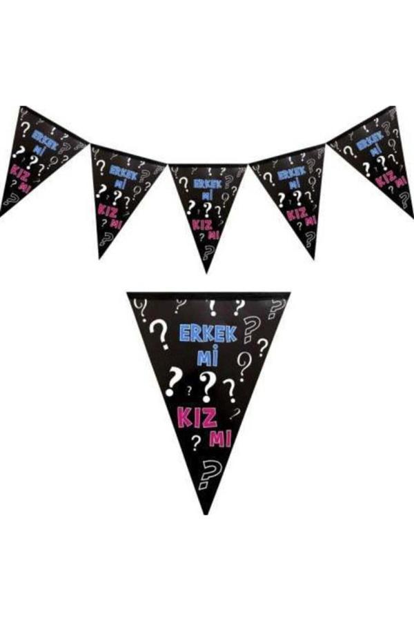 Parti Sürprizi Siyah Cinsiyet Partisi Bayrak Afiş 1 Adet - Image 1