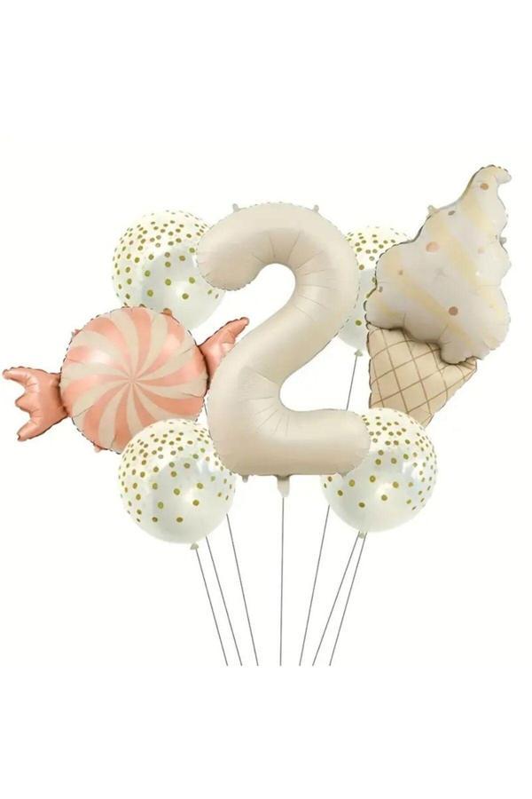 Parti Sürprizi Retro Dondurma Şeker 2 Yaş Folyo Balon Set - Image 1