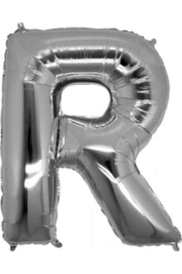 Parti Sürprizi Folyo Balon R Harfi Gümüş Renk 100 Cm - Image 1
