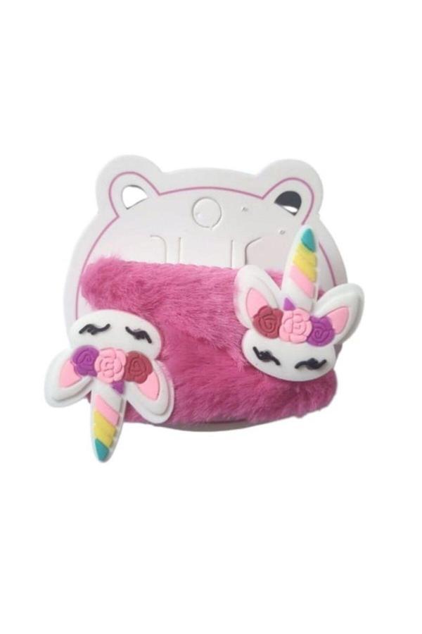Parti Sürprizi Çiçekli Unicorn Tüylü Pembe Renk 2 Li Saç Tokası - Image 1