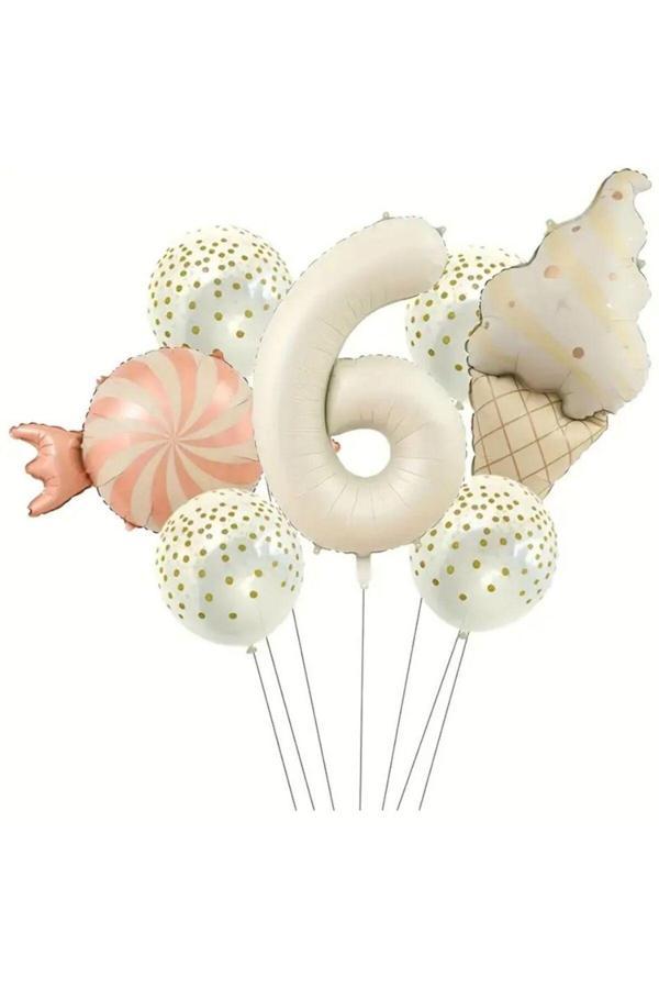 Parti Sürprizi Retro Dondurma Şeker 6 Yaş Folyo Balon Set - Image 1