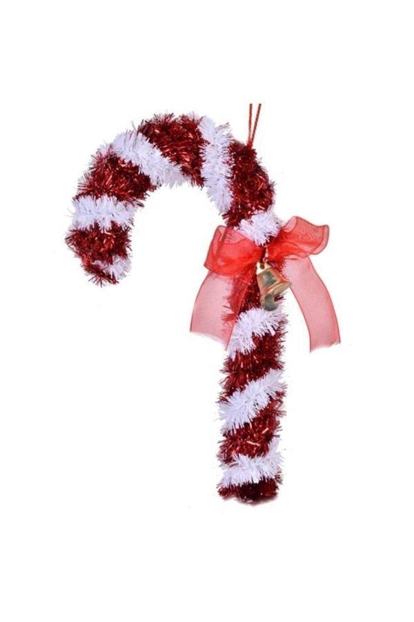 Parti Sürprizi Yılbaşı Çam Ağacı Çanlı Baston Süs 17 Cm 1 Adet - Image 1